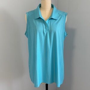 Lopez Sleeveless Polo Top in Aqua Blue SZ 2X
